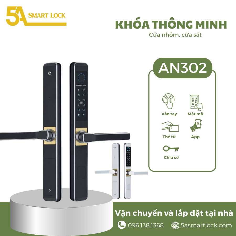 Khóa thông minh lắp cửa Nhôm 5A Smartlock AN302